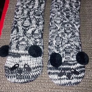 New raccoon faced cozy long slipper socks